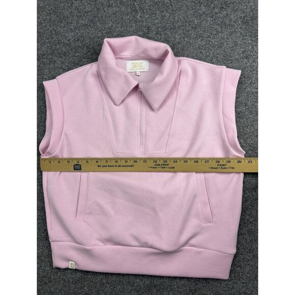 Simply Southern Sweatshirt Vest Womens Small Pink Quarter Zip Collared Pockets - Picture 3 of 4